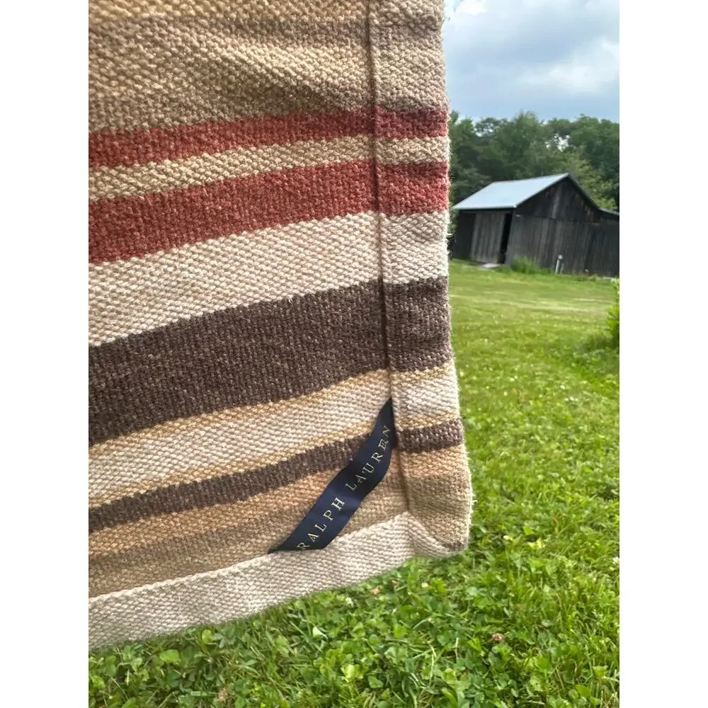 Ralph Lauren King Size RARE Northern Cape Cotton Striped Coverlet